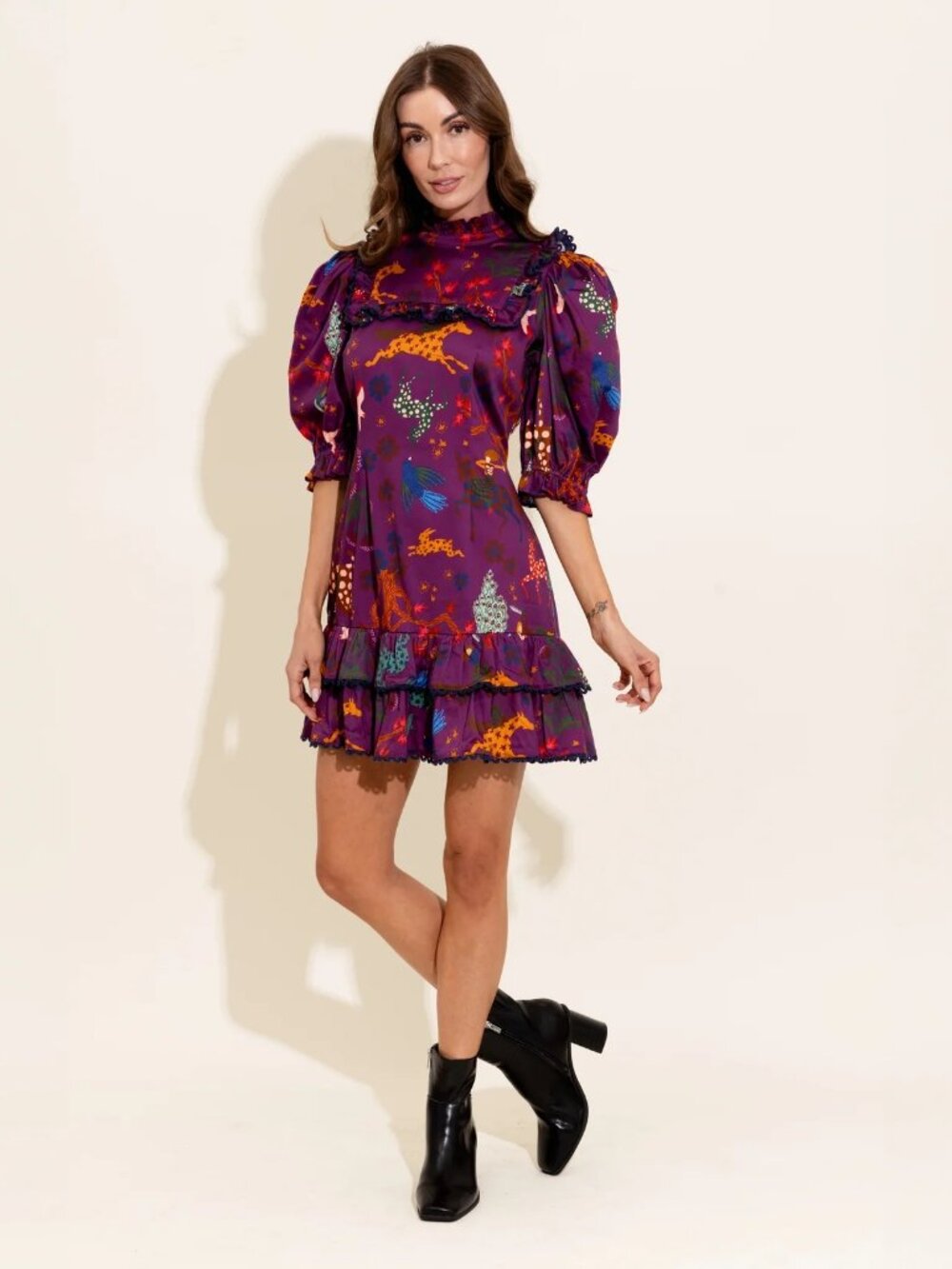 Alden Adair Murphy Dress Celtic Forest Puff Sleeve Midi Dress Size XS NWT
